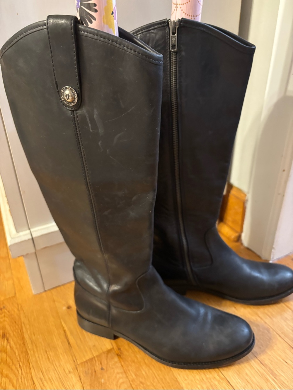 FRYE Melissa Classic Black Knee High Boots - size 8,5 B